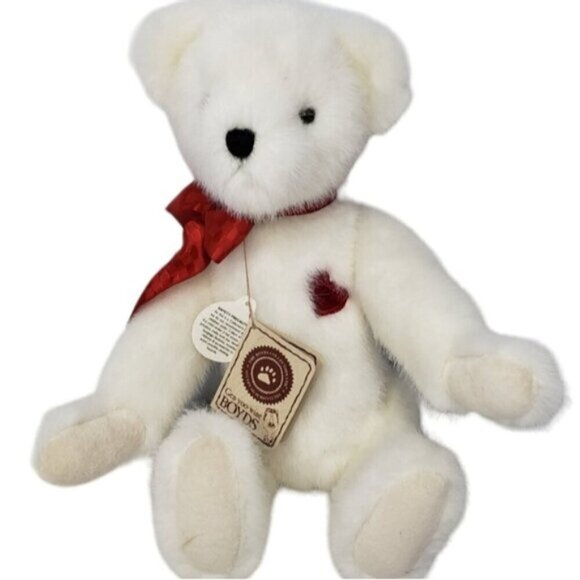 Boyds Bear White Red Ribbon Valentine Love Bear - Picture 14 of 14